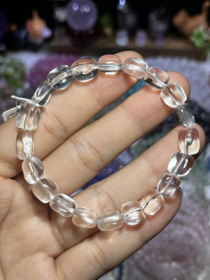 NO.7776天然白水晶糖豆手链7.5mm17g