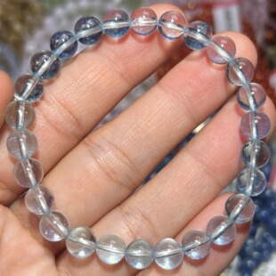 NO.3556天然冰川蓝海蓝宝手链7mm13.1g
