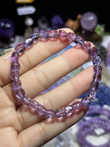 NO.8129天然紫水晶随形刻面手链6mm11.5g