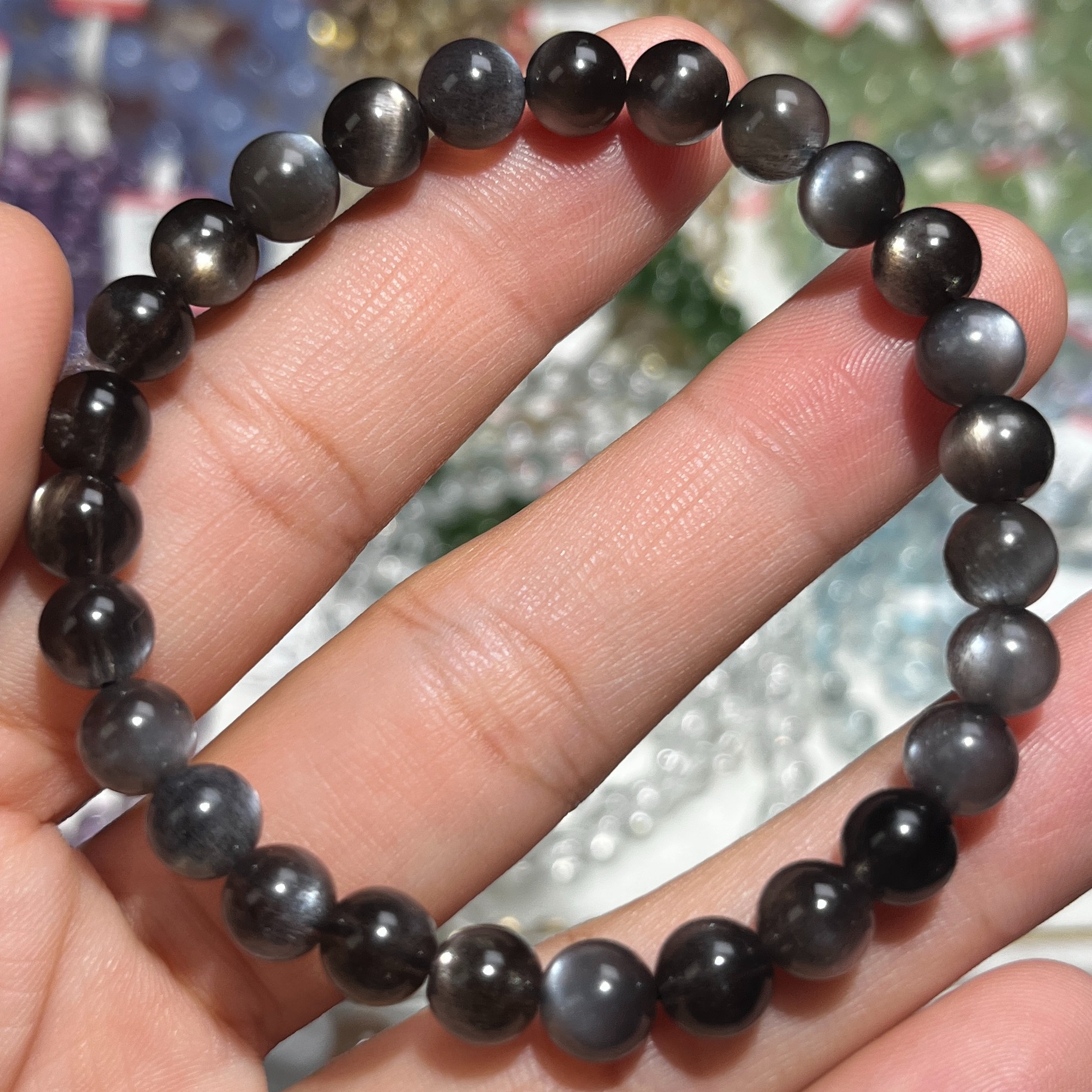 NO.3358天然黑金骨干手链6.8mm12.4g