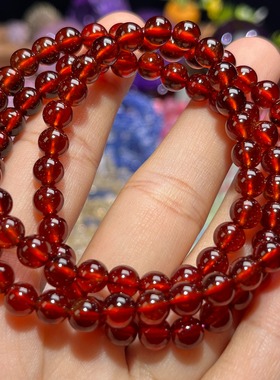 NO.3291天然橙石榴石三圈手链6.2mm42.5g