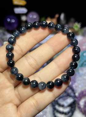 NO.7535天然蓝兔毛手链7mm13.1g