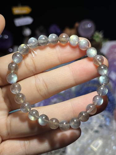 NO.8117天然灰月光石手链7mm12.6g