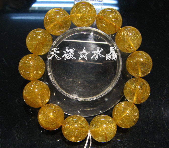 【天极水晶】正品天然金发晶手链18mm(NO.12768)~实物拍摄