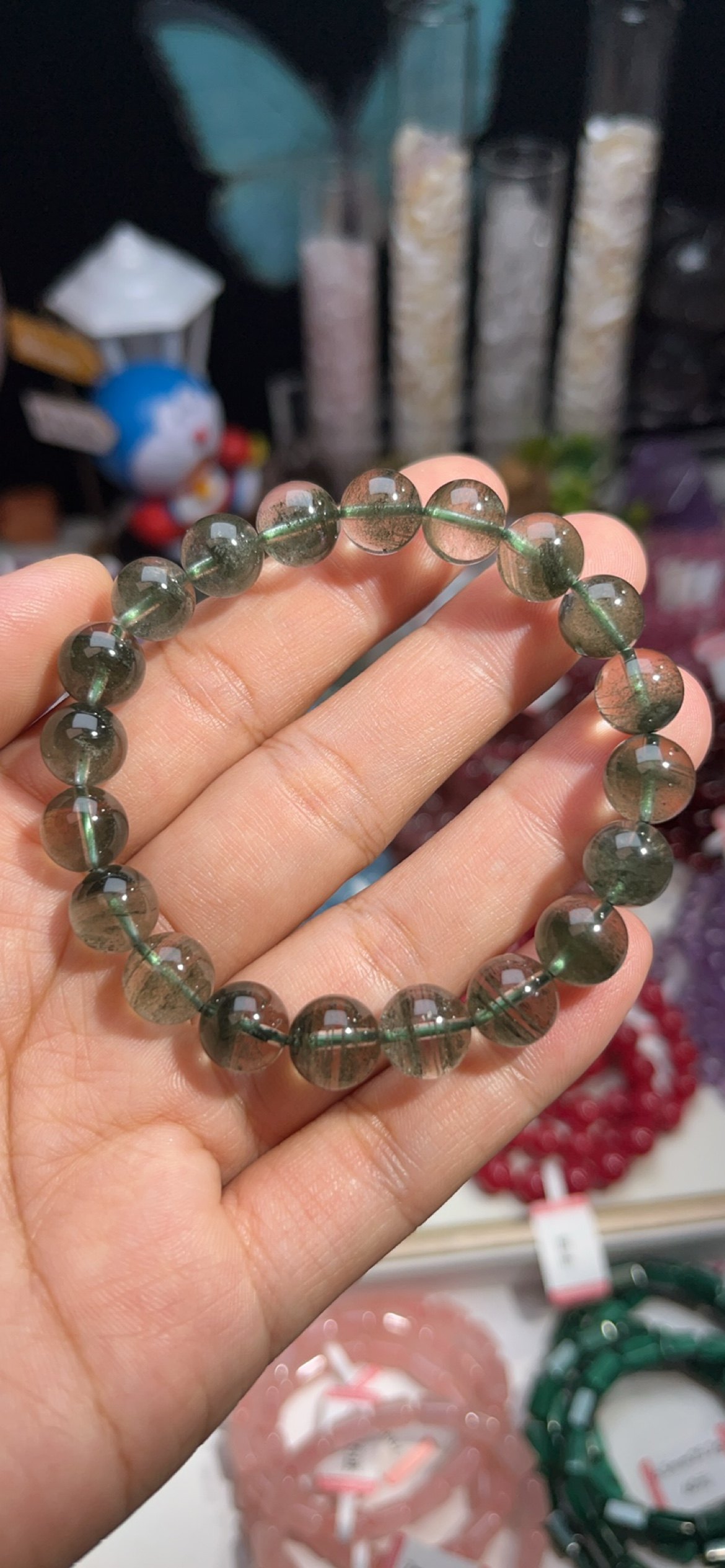 NO.2617天然绿幽灵手链9.5mm24.8g
