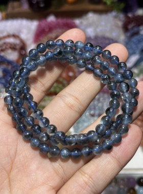 NO.5262天然魔鬼蓝海蓝宝三圈手链5.5mm24.1g