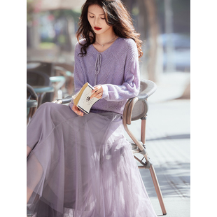 苏醒的乐园2026年新款春季女高级好看气质套装针织衫半身裙两件套