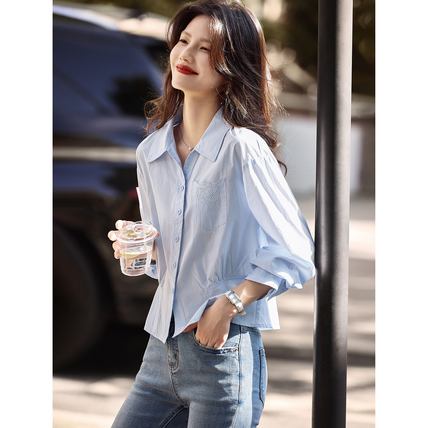 2026年新款春秋纯棉刺绣长袖衬衫SXCS26016