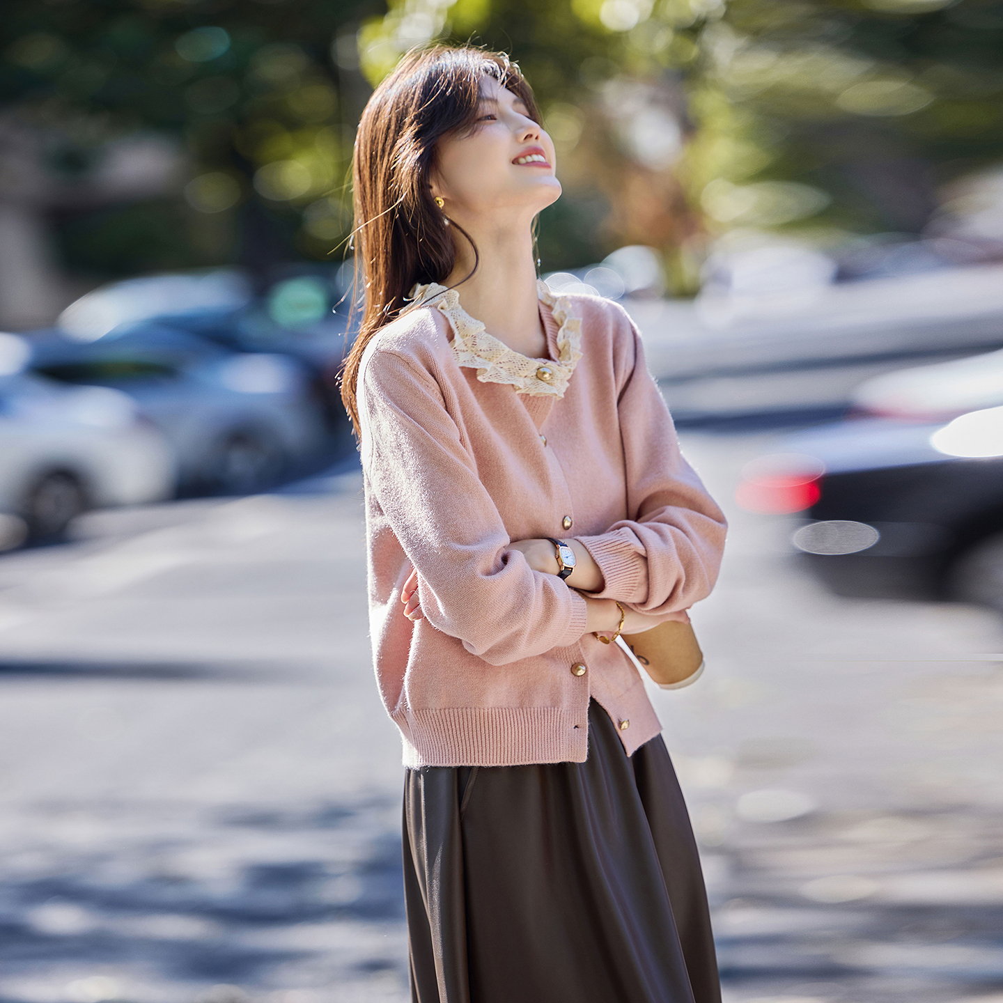 苏醒的乐园针织衫女2025秋季新款纯色简约温柔毛衣百搭小香风上衣