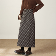 苏醒的乐园裙子女格纹a字半身裙2025年冬季新款裙子女装