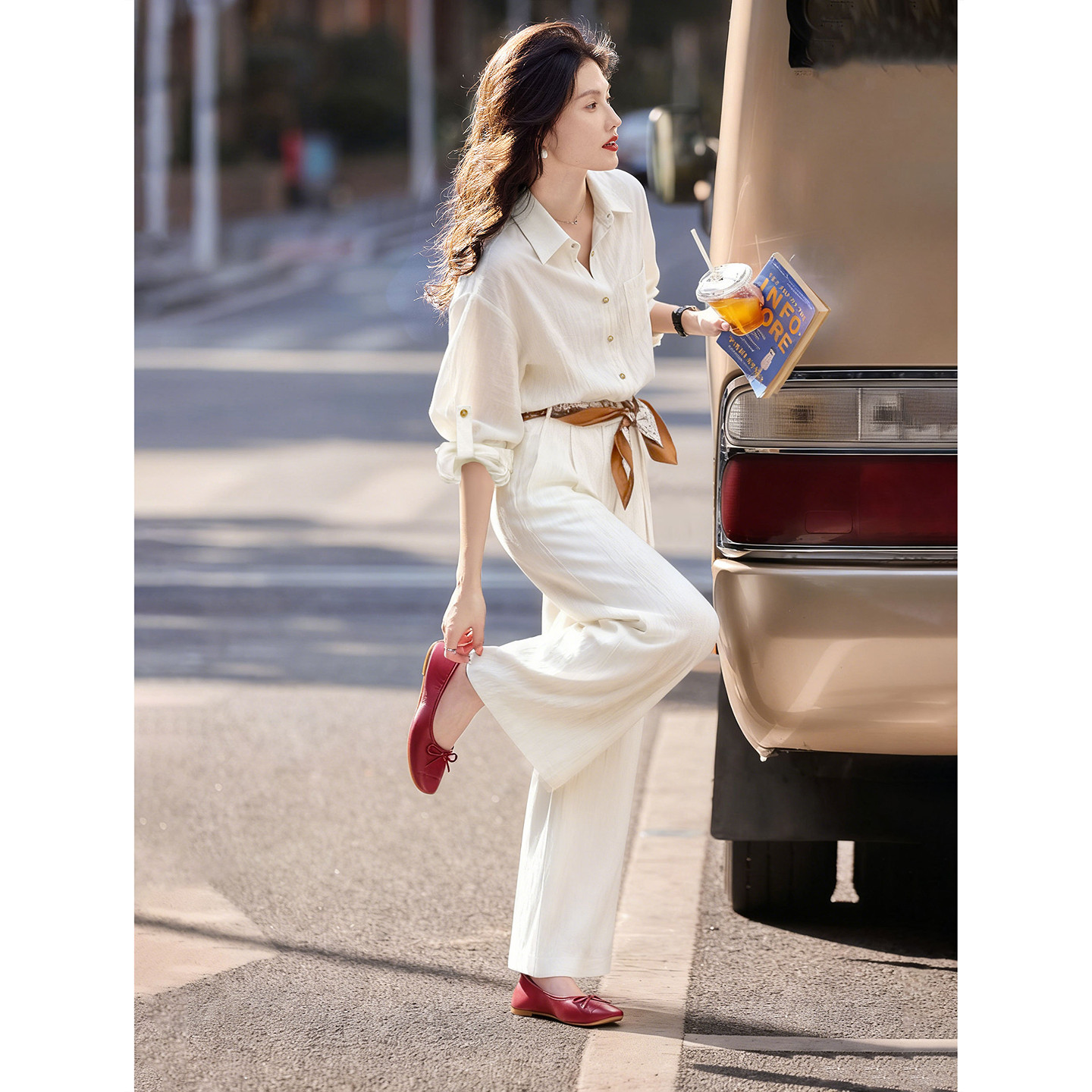 2026年新款春季休闲衬衫直筒阔腿长裤套装女淡人高知穿搭一整套