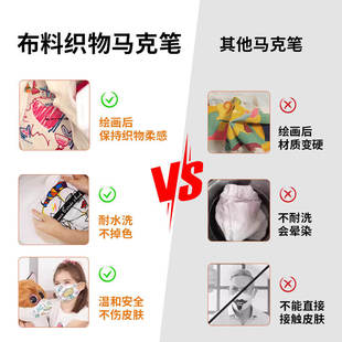 爱也布料马克笔可水洗不脏手彩色手绘记号笔防水不掉色织物笔Aiye