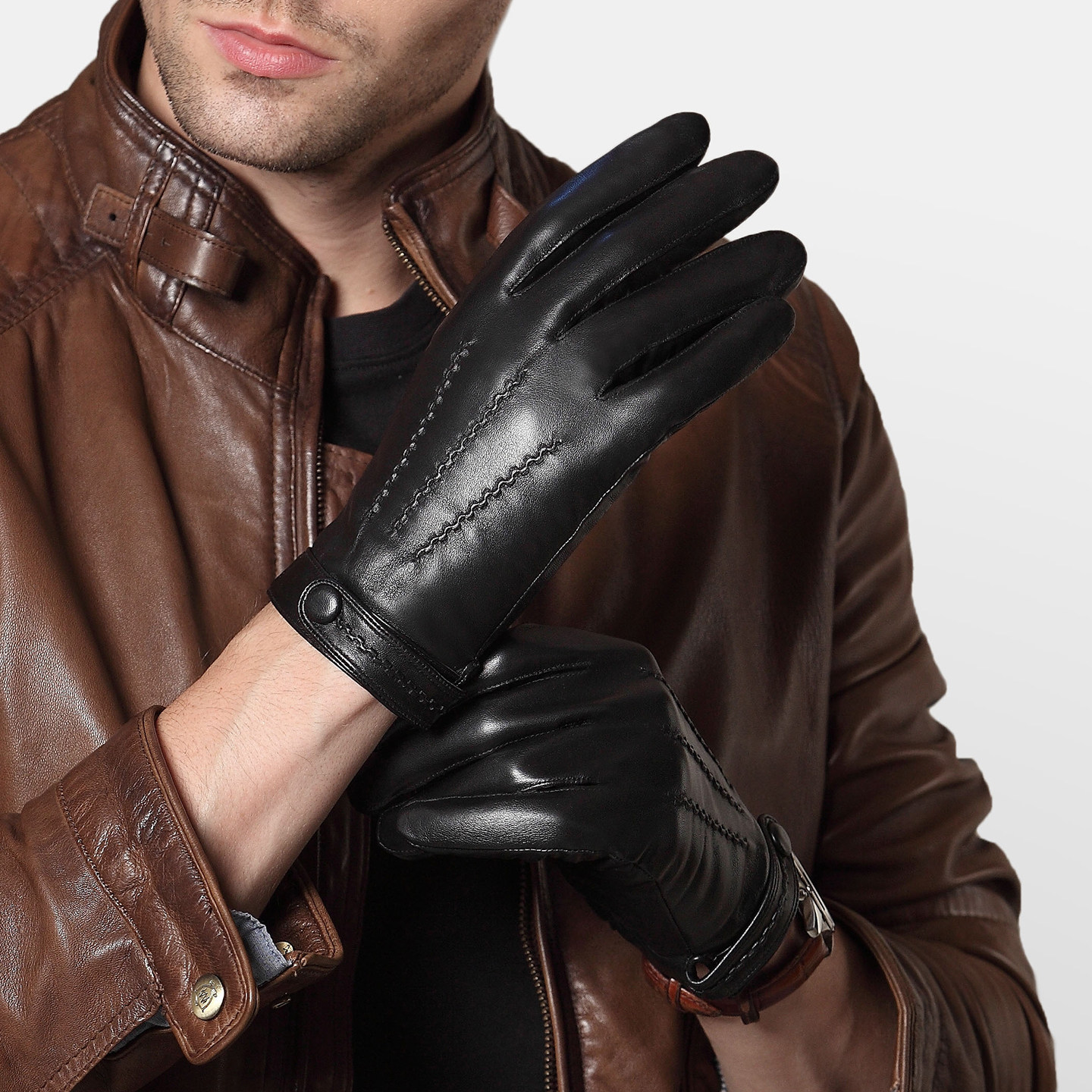 头层皮手套真皮男士冬季触屏加绒加厚防寒骑行摩托车开车薄款羊皮