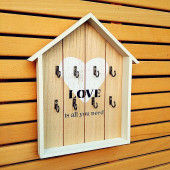 饰壁挂墙饰新款 爱心玄关挂钩钥匙钩创意欧式 木质挂架衣帽钩房间装