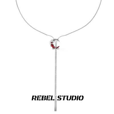 rebelstudio哥特血月长款毛衣链