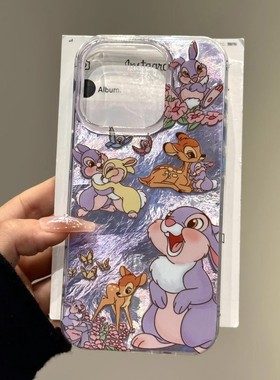 hx卡通紫色桑普兔适用苹果16手机壳新款iPhone15/14promax网红女13