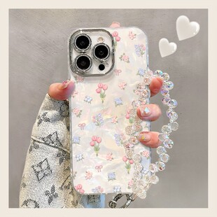 cxk郁金香手链适用苹果13promax手机壳16小清新14高级感15新女款17硬