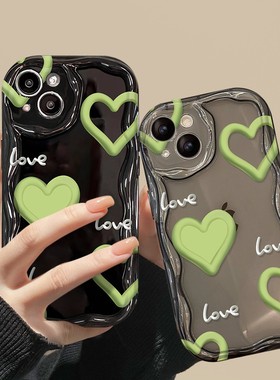 cxk绿色爱心适用华为mate50pro手机壳P60/50/40透明nova12荣耀100软