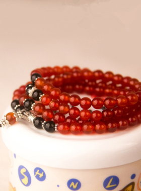 天然红玛瑙多层手串饰品佛珠