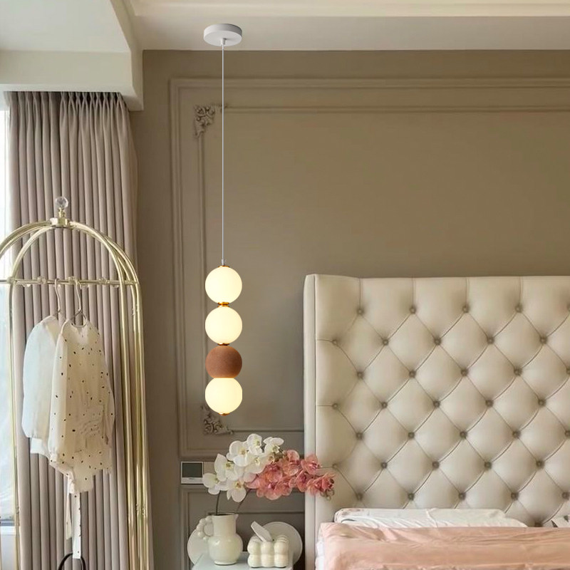 法式轻奢卧室床头小吊灯房间主卧奶油风设计师高级感吊线灯糖葫芦,家装灯饰光源,床头/玄关/吧台/过道吊灯,淘宝优惠券,粉丝福利购,淘宝优惠卷