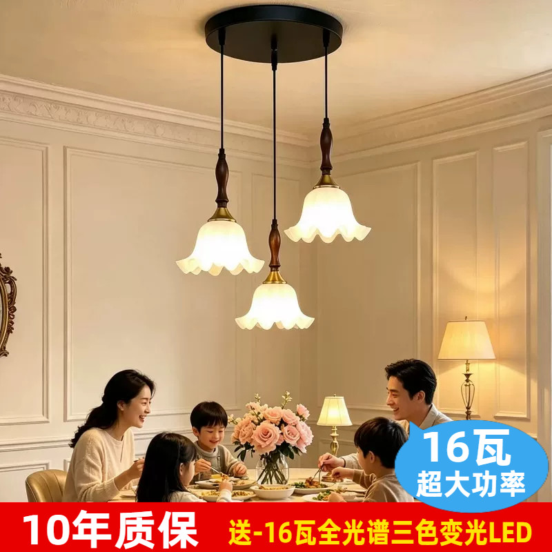 中古风餐厅吊灯美式玄关吧台阳台灯胡桃木法式欧式服装店咖啡厅灯