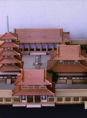 日本木制手工拼装woodyjoe1/150法隆寺全景立体益智模型礼物玩具