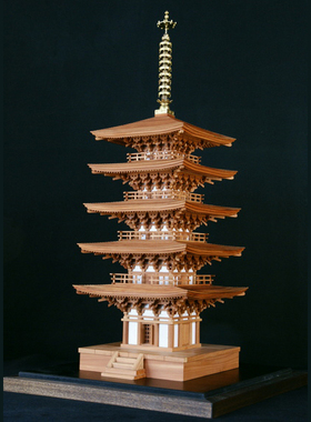 日本木制手工拼装小林工艺1/36室生寺五重塔立体益智模型礼物玩具