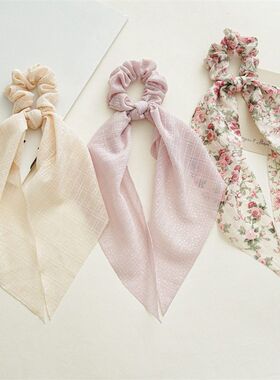 女马尾现绿色春季系粉色束发清新头绳发圈头饰方巾大肠系扎飘带小