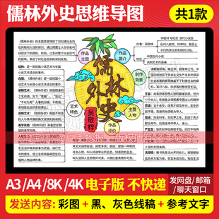 儒林外史思维导图手抄报模板好书推荐阅读书目电子版线稿打印700