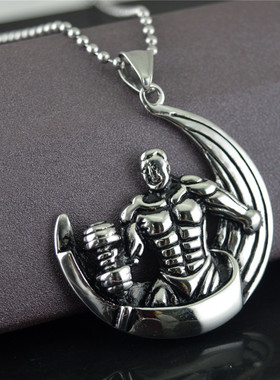 健身系列哑铃项链男欧美运动霸气拳套项坠情侣钛钢不掉色STN774