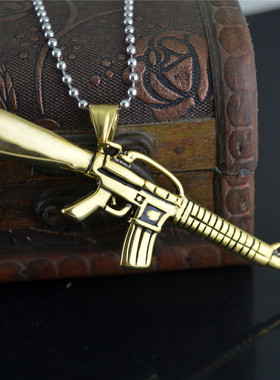 外贸热销饰品穿越火线军迷时尚个性钛钢机枪吊坠项链首饰品STN827