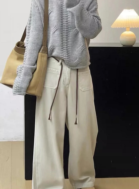 XOXO正品 冬加厚加绒修身一字口袋阔腿裤 88033