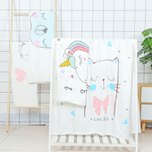 双层竹纤维宝宝浴巾棉纱布儿童毛巾被柔软吸水夏季 幼儿园午休盖毯