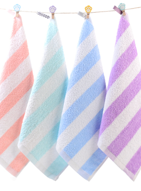 纯棉彩条大方巾 全棉成人洗脸巾32*32cm儿童洗澡擦手方巾柔软吸水