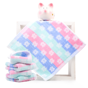 儿童纯棉卡通小方巾 25cm幼儿园洗脸小方巾可挂手帕 宝宝口水巾25