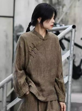 如眸原创设计色织手工缝线盘扣上衣ZQ56047