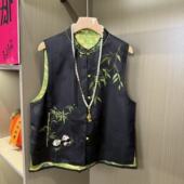 新款 百搭夏季 圆领盘扣刺绣马甲上衣女 国风时尚 熊猫新中式