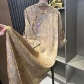 新中式 连衣裙秋2025新款 设计感国风复古提花裙重工刺绣改良旗袍裙