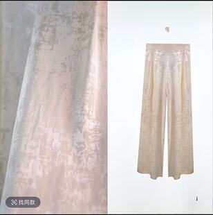 女宽松高级松紧腰感阔腿裤 女 国风真丝春季 花间月新中式
