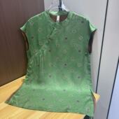 新款 绿宝复古改良旗袍女夏季 短袖 轻奢宽松气质上衣