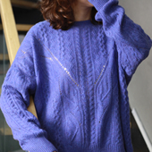 轻奢羊绒衫 楠妈家 针织镂空慵懒风显瘦羊绒圆领套头衫 纯色简约女