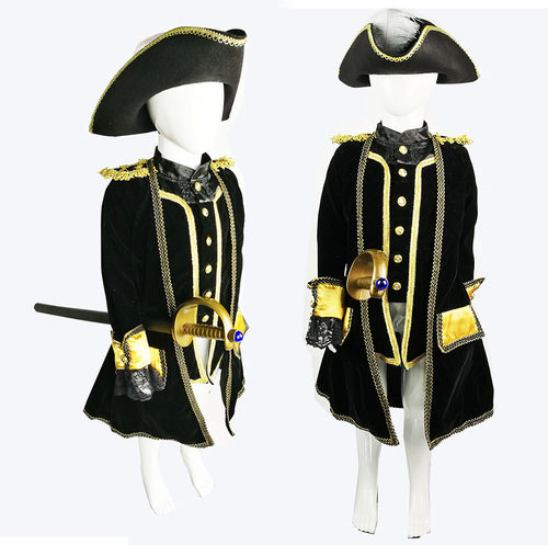 儿童万圣节海盗黑色礼服表演服