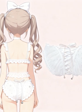 40N10小葱内衣圣诞铃铛款绑绳内裤超可爱白色星星绑带交叉内裤透