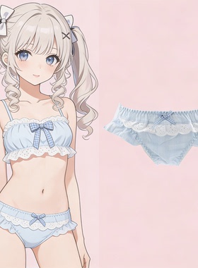 4863新款甜美纯色可爱日系胖次洛丽塔飞边三角裤丝白色蓝色豆沙粉