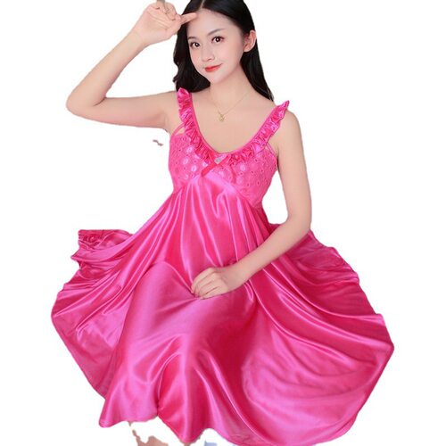 夏季女士睡衣性感V领冰丝吊带睡裙女士仿真丝居家服批发