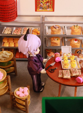 迷你微缩仿真模型中式糕点饼屋面包架晾晒月饼娃屋场景配件