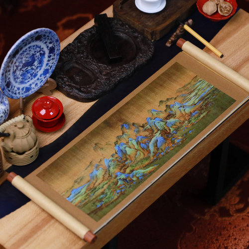 迷你微缩仿真模型古风中式千里江山图清明上河图娃屋场景配件