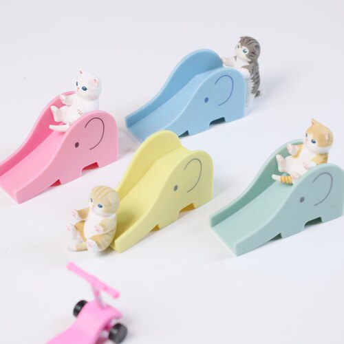 迷你微缩食玩儿童过家家玩具小猫咪滑滑梯