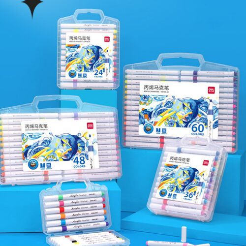 得力文具HM108丙烯马克笔丙烯颜料学生用彩色笔丙烯笔马克笔套装