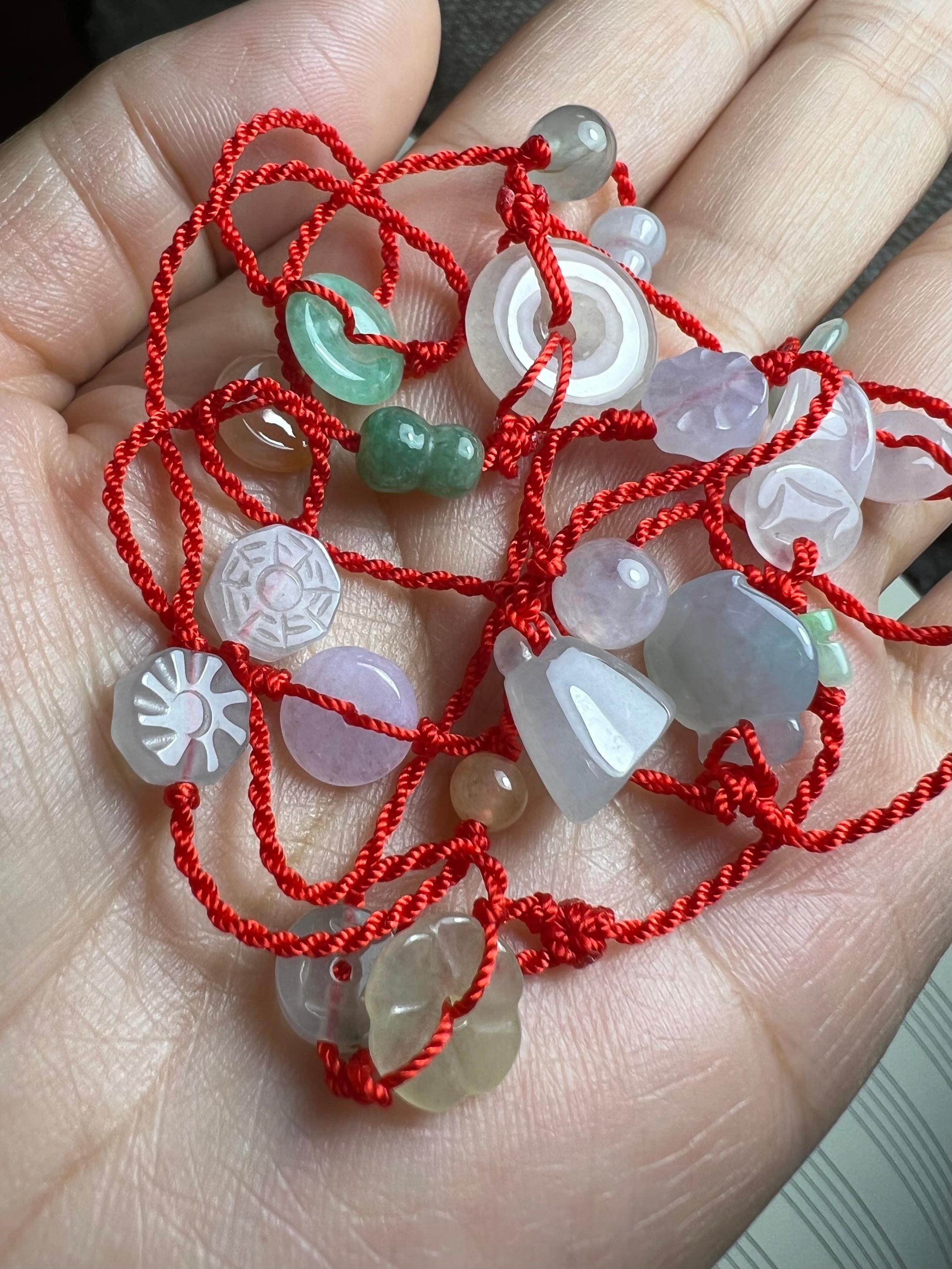 天然缅甸a货冰玻种翡翠7mm和8mm三彩圆珠翡翠腰链